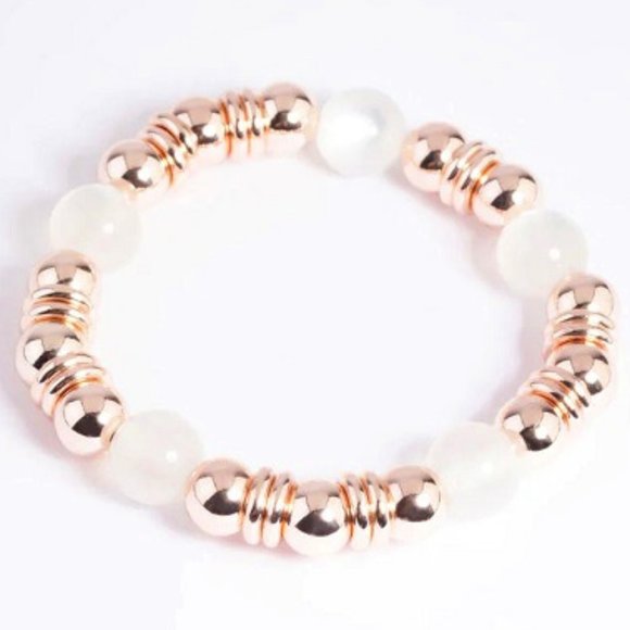 Lovisa Jewelry - LOVISA Contemporary Gold Ball/Disc + White Cat's Eye Stone Bracelet**NEW!